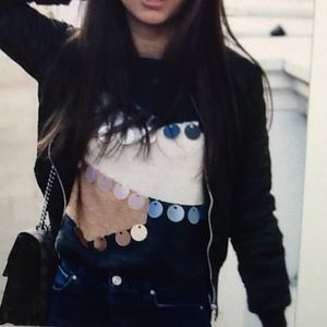 Sequin decor contrast sweater